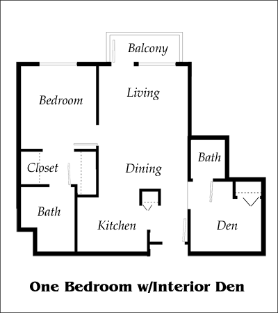 Floor plan - One Bedroom with interior den