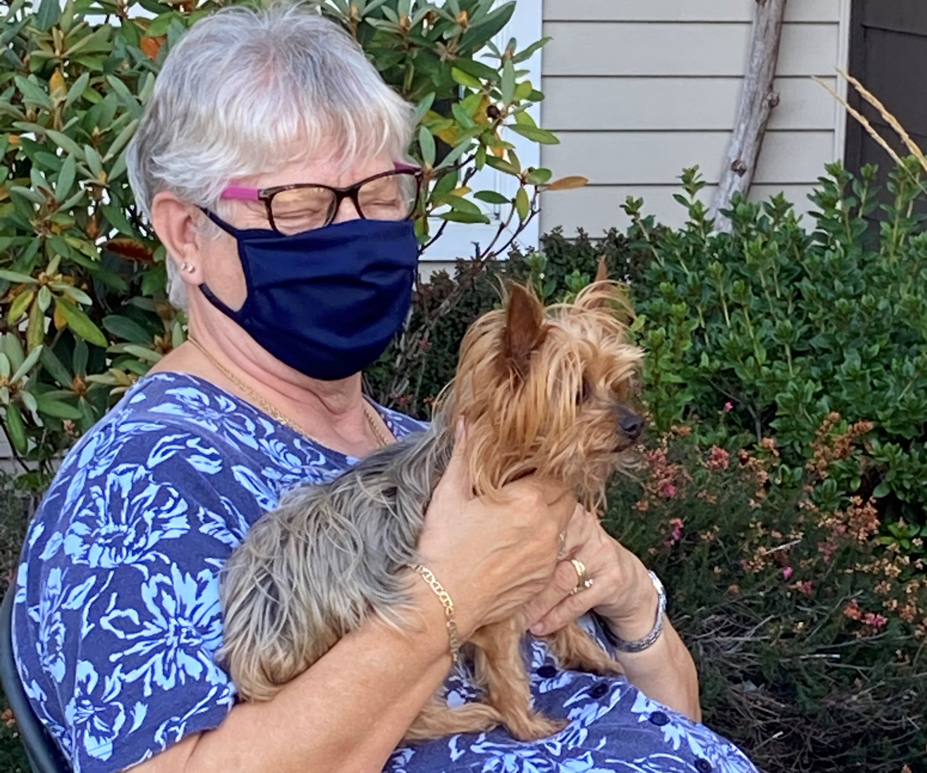 Resident with her dog